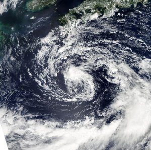 A super-typhoon heading toward Okinawa